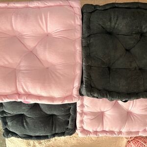 Luxurious Pink and Gray Tufted Floor Cushions
